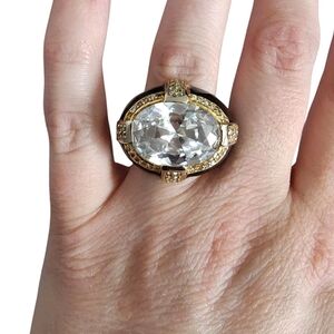 Elegant Gold and Silver Statement Ring Size 6